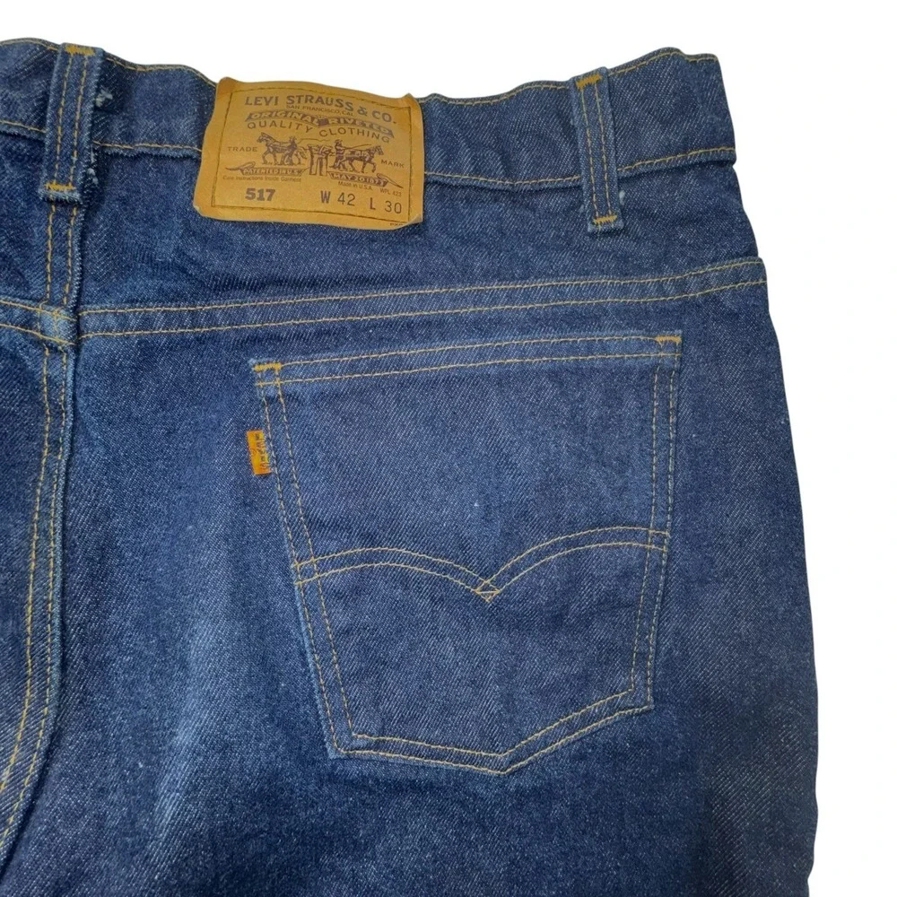 Vtg 90s Levi's 517 Orange Tab High Rise Bootcut Denim Jeans Made in USA Men 42